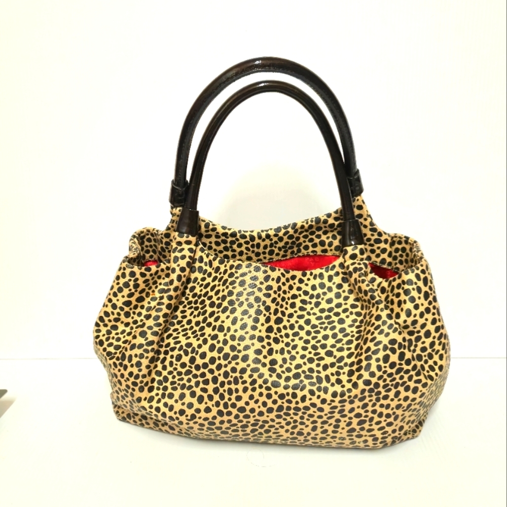 Kate Spade Vintage Shoulder Bag Animal Print Patent Leather Straps Red Interior - Picture 4 of 13